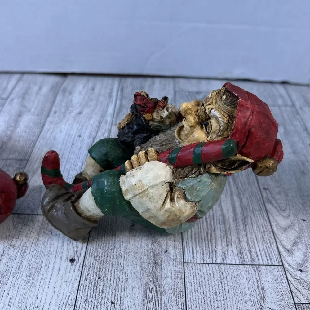 Whimsical Stocking Holders Christmas Holiday Elf Elves Set Of 2 Resin Strange